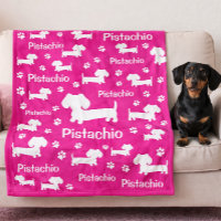 Dachshund Wiener Dog Personalised Blanket Pink