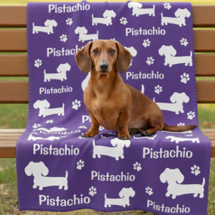 Dachshund Wiener Dog Personalised Blanket Purple