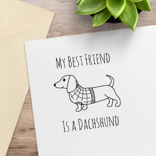Dachshund Wiener Dog Plaid Sweater Quote 2 Rubber Stamp