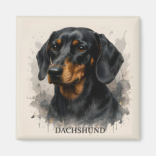 Dachshund Wiener Dog Portrait Premium Artwork Magnet