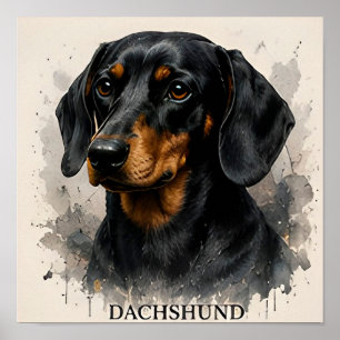 Dachshund Wiener Dog Portrait Premium Artwork Poster