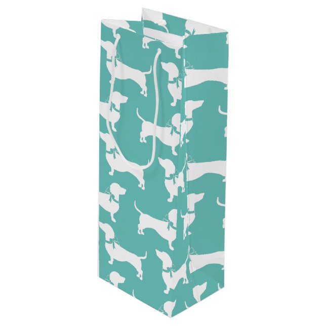 Dachshund Wiener Dog Puppy Wine Gift Bag (Front Angled)