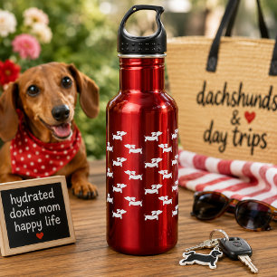 Dachshund Wiener Dog Red Water Bottle