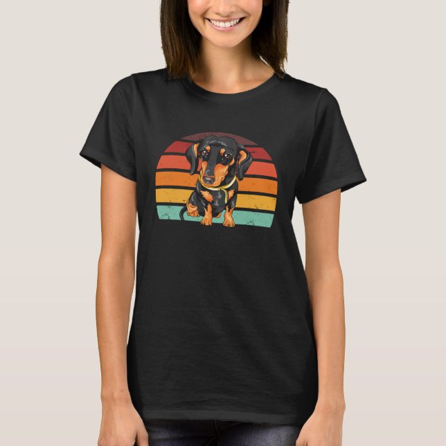 Dachshund Wiener Dog Retro Vintage T-Shirt (Front)
