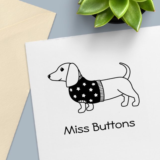 Dachshund Wiener Dog Star Sweater Custom Name Self-inking Stamp (Creator Uploaded)