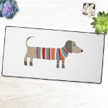 Dachshund Wiener Sausage Dog Desk Mat<br><div class="desc">A fun little Dachshund sausage or wiener dog in woolly knitwear. Perfect for animal lovers.</div>