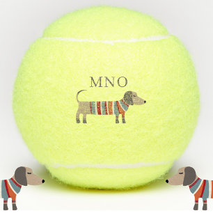 Dachshund Wiener Sausage Dog Monogram Personalized Tennis Balls