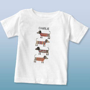 Dachshund Wiener Sausage Dog Personalised Baby T-Shirt