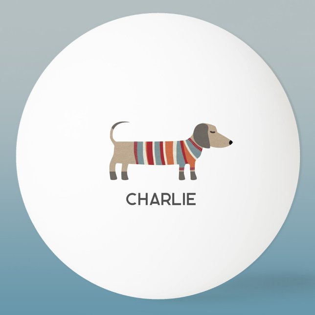 Dachshund Wiener Sausage Dog Personalised Name Ping Pong Ball (Fun Dachshund Wiener Sausage Dog personalized custom name ping pong ball)