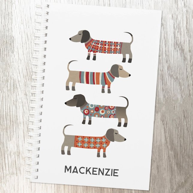 Dachshund Wiener Sausage Dog Personalised Planner (Personalized custom name fun Dachshund Wiener Sausage Dog planner for animal lovers)