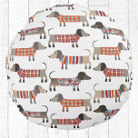 Dachshund Wiener Sausage Dog Round Cushion<br><div class="desc">Cute little Dachshund sausage or wiener dogs in woolly knitwear. Perfect for dog lovers and dog walkers.  Original art by Nic Squirrell.</div>