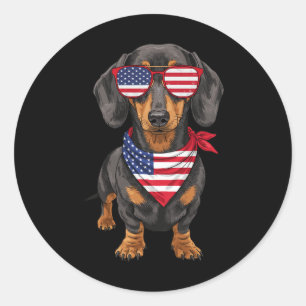Dachshund Wiener Usa Us Flag 4th Of July America C Classic Round Sticker