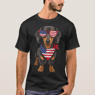 Dachshund Wiener Usa Us Flag 4th Of July America C T-Shirt