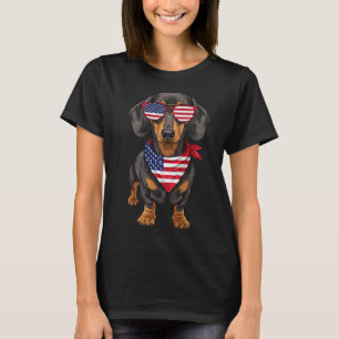 Dachshund Wiener Usa Us Flag 4th Of July America C T-Shirt