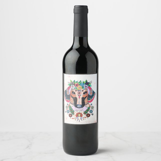 Dachshund Wine Bottle Label (Front)