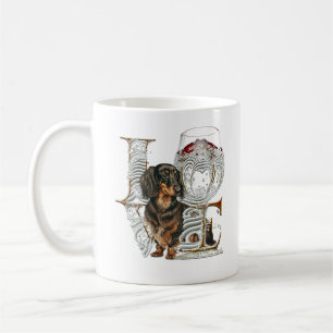 Dachshund Wine Glass Made LOVE Word Coffee Mug