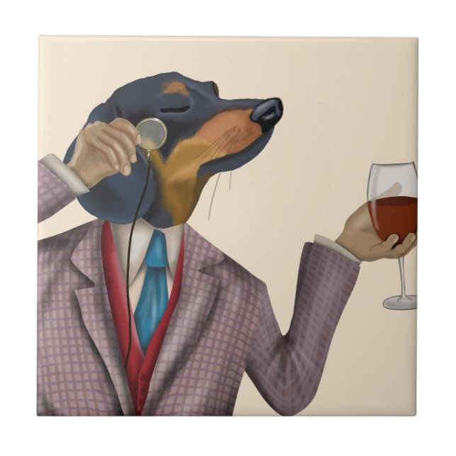Dachshund Wine Snob Ceramic Tile (Front)