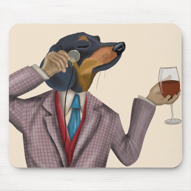 Dachshund Wine Snob Mouse Pad (Front)