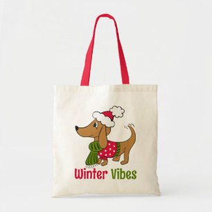 Dachshund Winter Dog Tote Bag