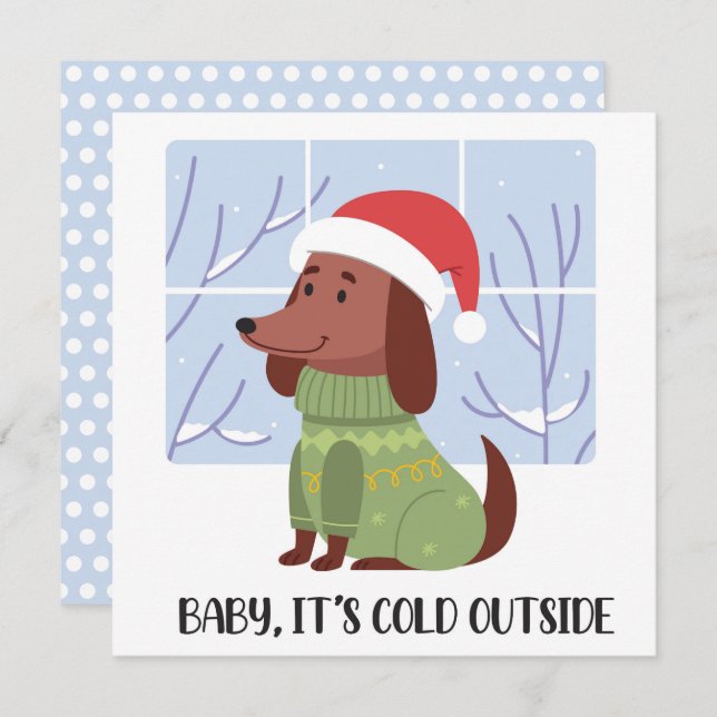 Dachshund Winter Greeting Card (Front/Back)