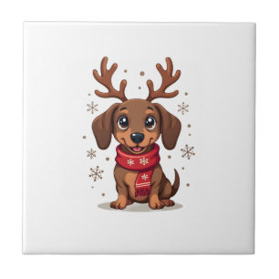 Dachshund Winter Joy Ceramic Tile