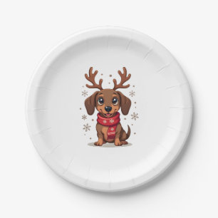 Dachshund Winter Joy Paper Plate