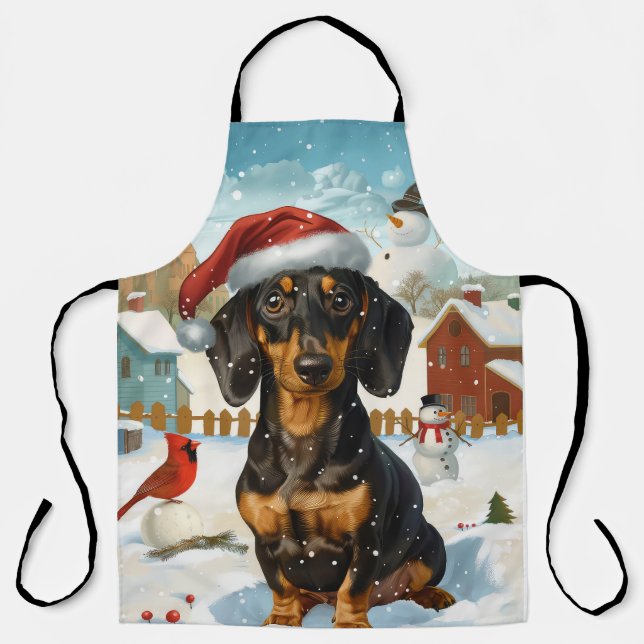 Dachshund Winter Wonderland Christmas Joy Apron (Front)