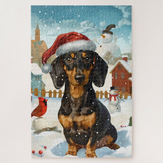 Dachshund Winter Wonderland Christmas Joy Jigsaw Puzzle (Vertical)