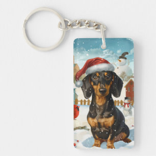 Dachshund Winter Wonderland Christmas Joy Key Ring