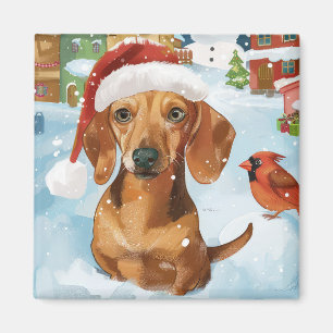 Dachshund Winter Wonderland Christmas Joy Magnet