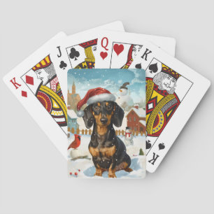Dachshund Winter Wonderland Christmas Joy Playing Cards
