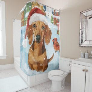 Dachshund Winter Wonderland Christmas Joy Shower Curtain