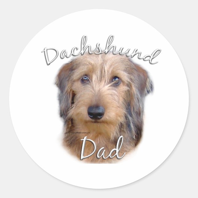 Dachshund (wirehaired) Dad 2 Classic Round Sticker (Front)
