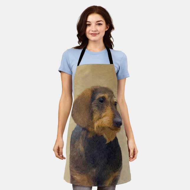Dachshund (Wirehaired) Painting Original Dog Art Apron (Worn)