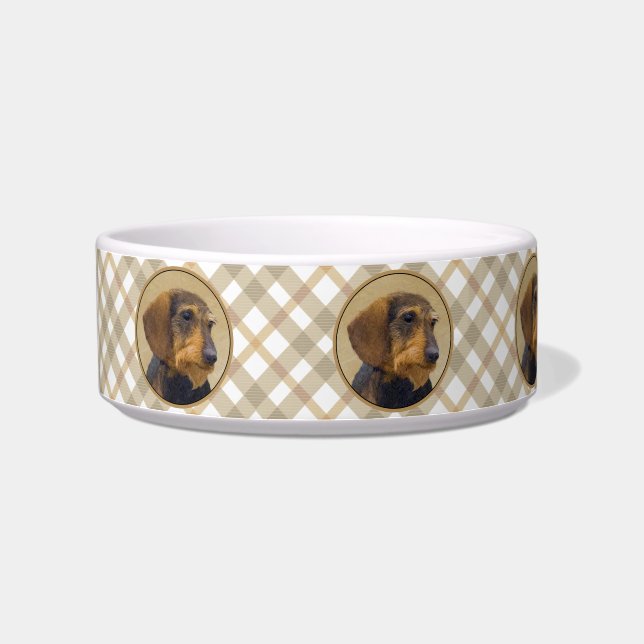 Dachshund (Wirehaired) Painting Original Dog Art Bowl (Left)