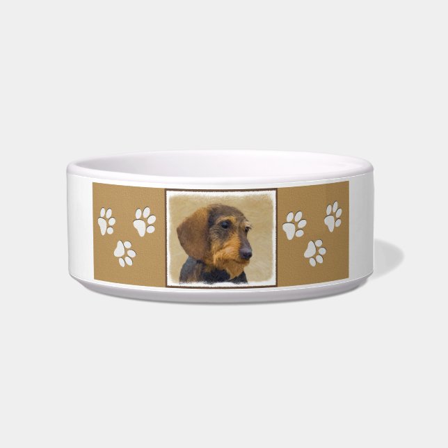 Dachshund (Wirehaired) Painting Original Dog Art Bowl (Right)