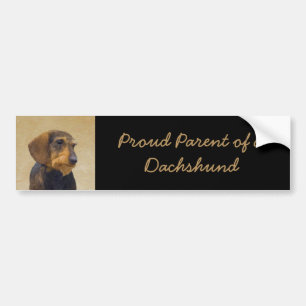 Dachshund (Wirehaired) Painting Original Dog Art Bumper Sticker