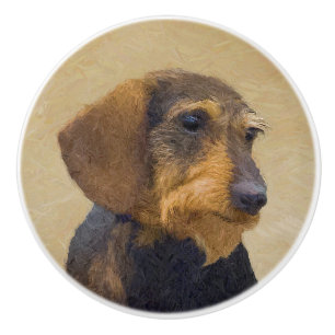 Dachshund (Wirehaired) Painting Original Dog Art Ceramic Knob