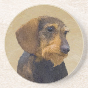 Dachshund (Wirehaired) Painting Original Dog Art Coaster