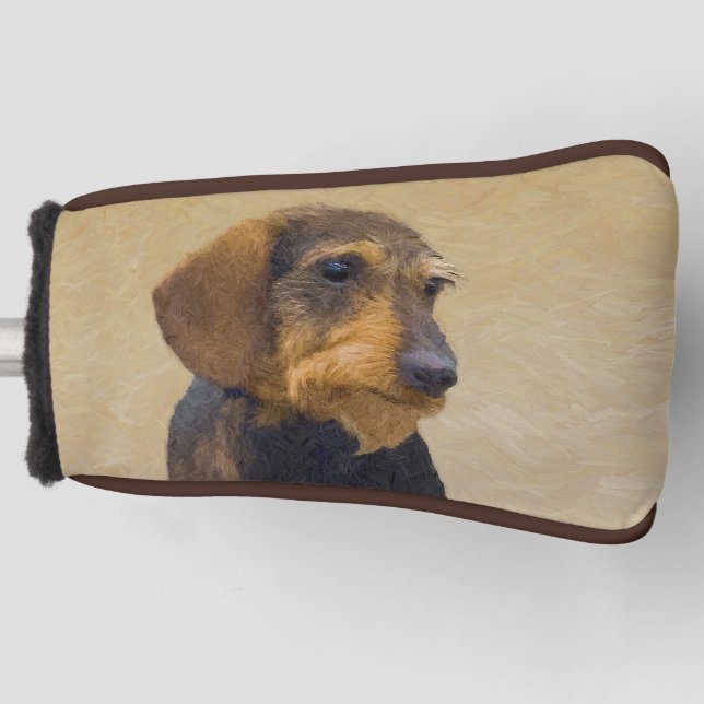 Dachshund (Wirehaired) Painting Original Dog Art Golf Head Cover (Front)