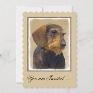 Dachshund (Wirehaired) Painting Original Dog Art Invitation