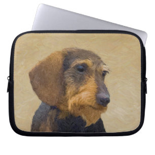 Dachshund (Wirehaired) Painting Original Dog Art Laptop Sleeve