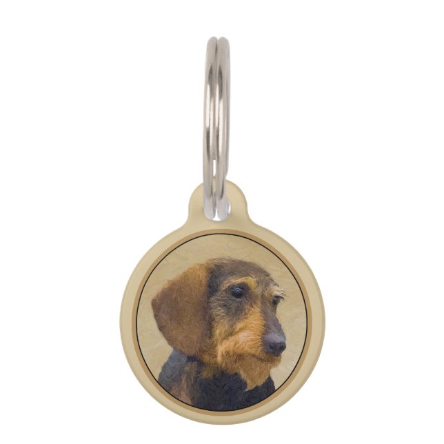 Dachshund (Wirehaired) Painting Original Dog Art Pet Tag (Front)