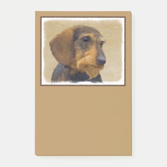 Dachshund (Wirehaired) Painting Original Dog Art Post-it Notes (Front)
