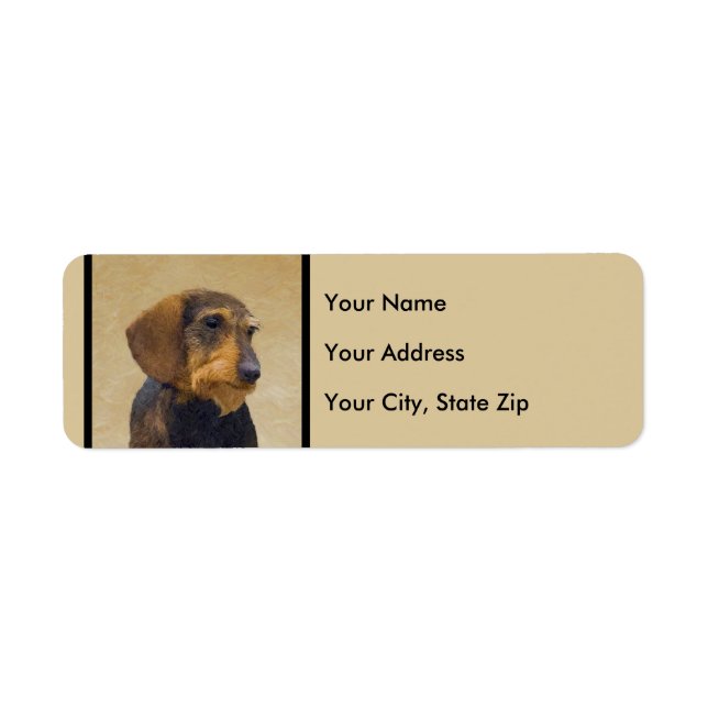 Dachshund (Wirehaired) Painting Original Dog Art Return Address Label (Front)