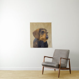 Dachshund (Wirehaired) Painting Original Dog Art Tapestry