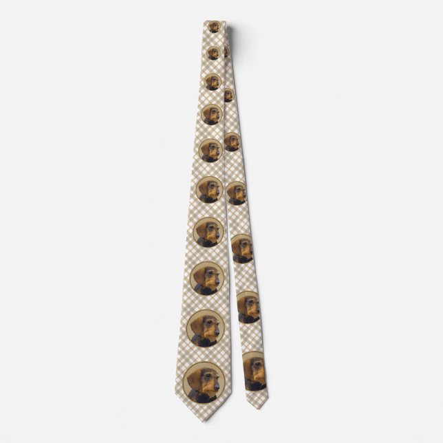 Dachshund (Wirehaired) Painting Original Dog Art Tie (Front)