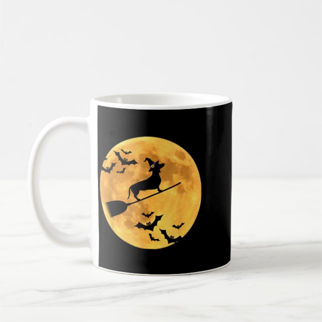 Dachshund Witch Dog Halloween Coffee Mug (Left)
