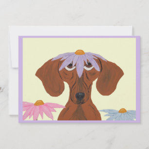 Dachshund with a Flower on its head Invitation