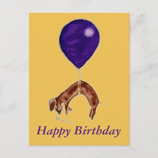 dachshund with balloon postcard (Front)